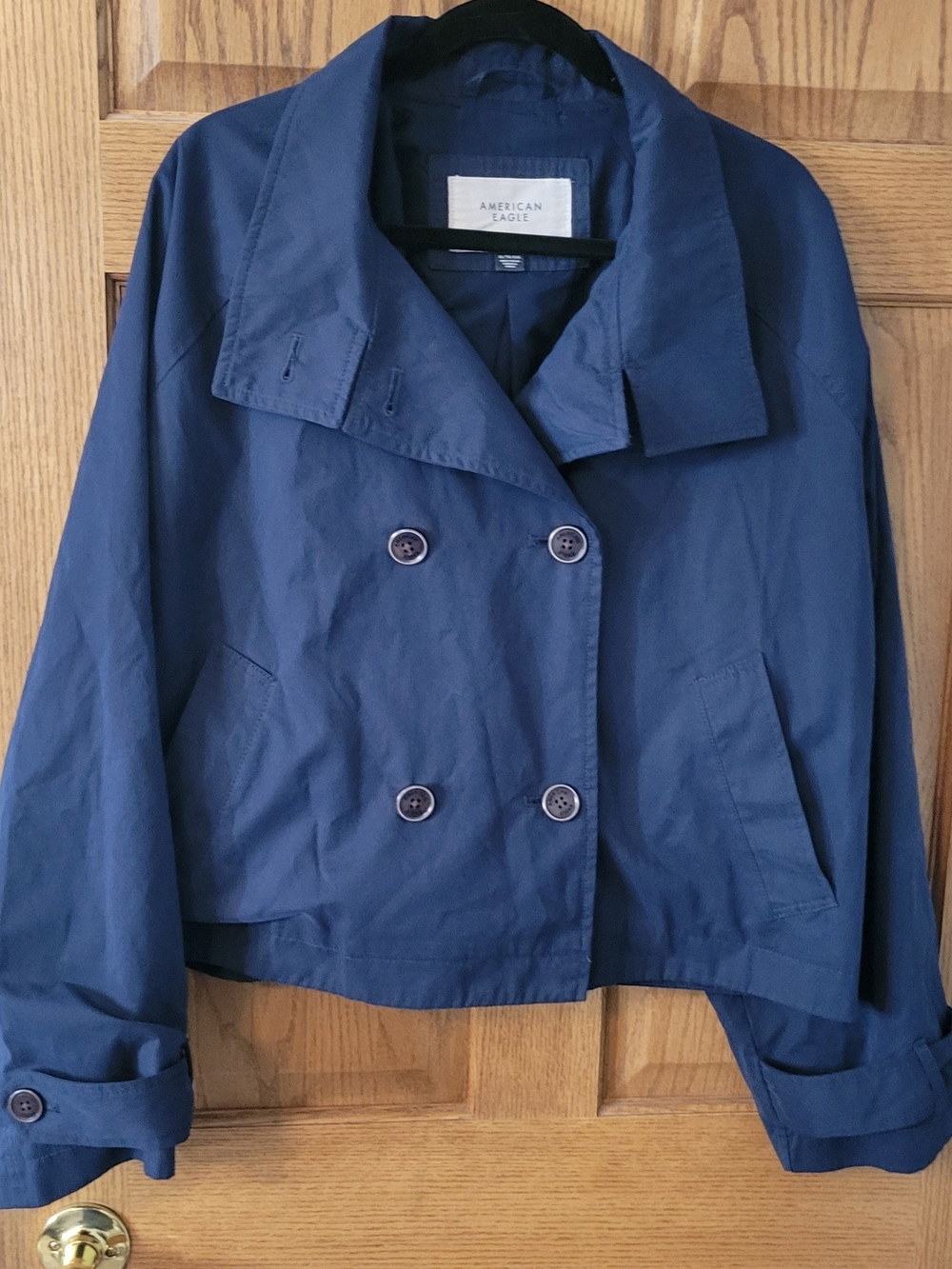 American Eagle Outfitters Navy Double-Breasted Trench Coat XL